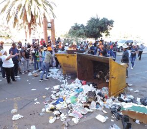 Workers showing despair through actions