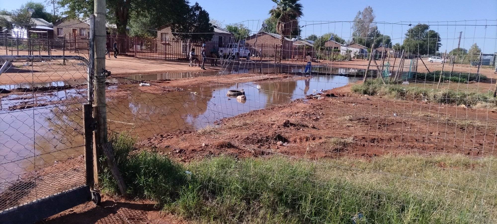 Sewage from a blocked drain in a Kimberley suburb