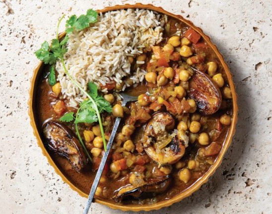 Chickpea and brinjal curry