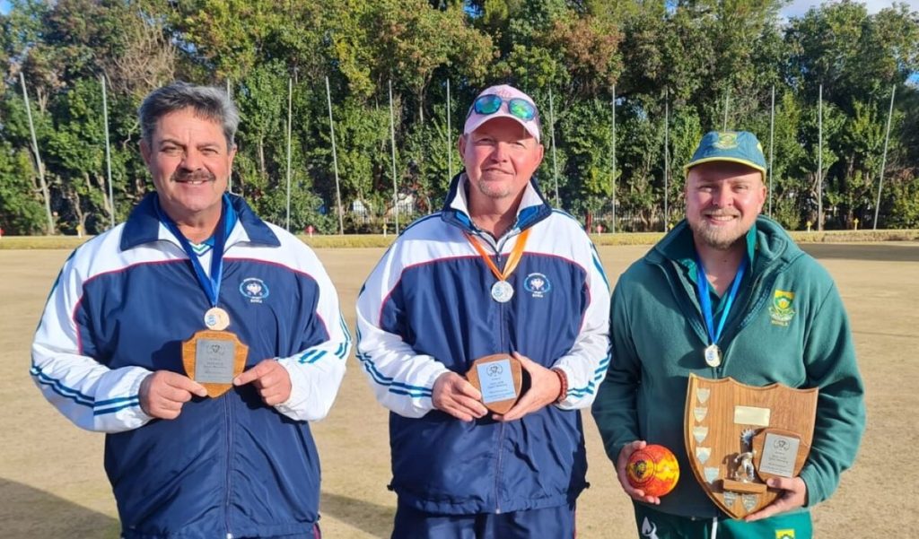 The winner and runners-up in the men's division