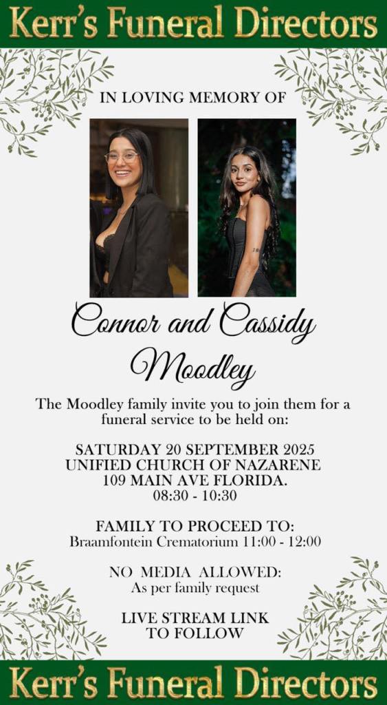 Connor and Cassidy Moodley will be laid to rest this weekend. (Photo: Facebook/Janene Moodley)