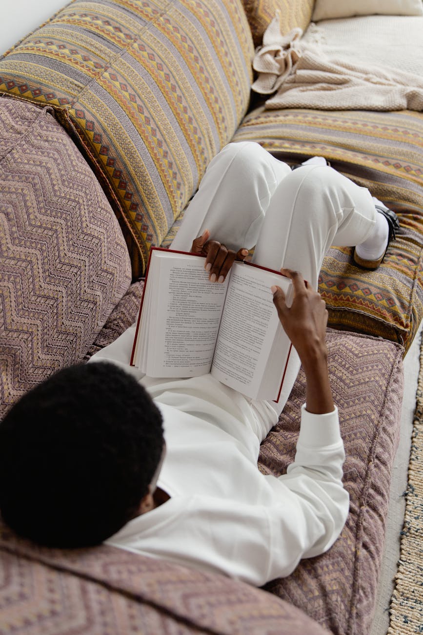 a woman reading a book