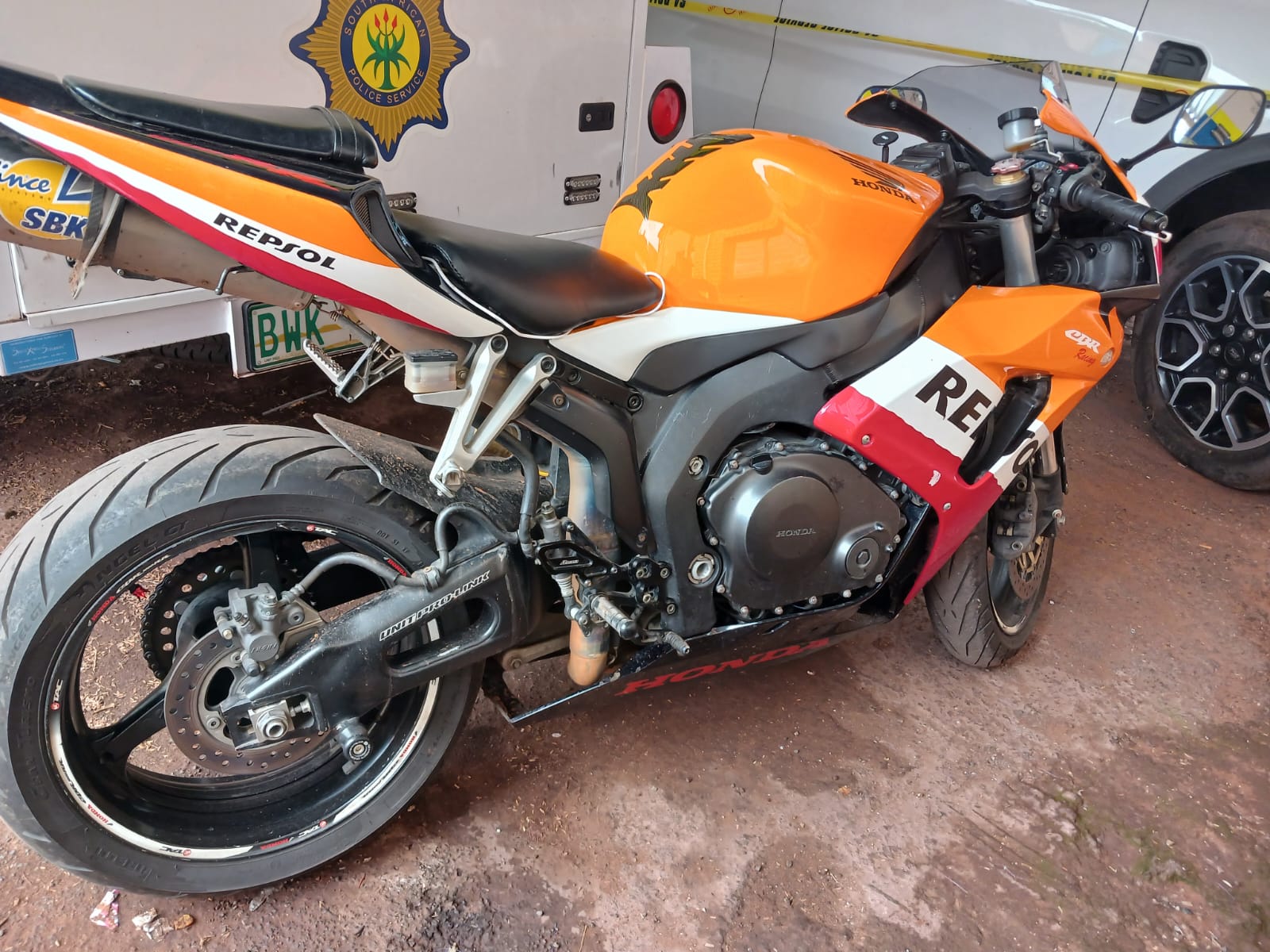 Suspected stolen motorbike.