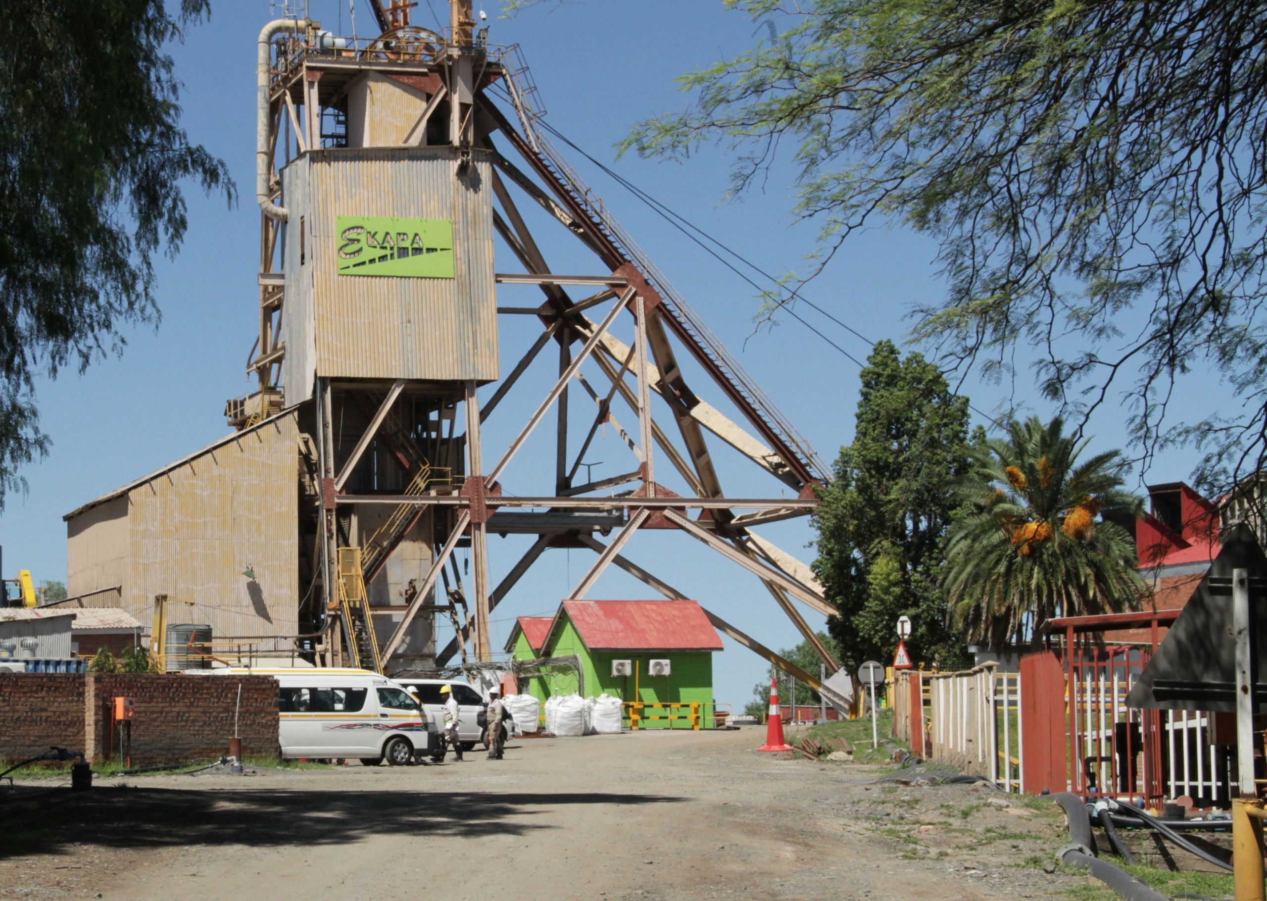 Rescue Teams at Joint Shaft on Friday, where rock and rubble is being removed underground to get access to the missing workers’ bodies. Photo: Charné Kemp