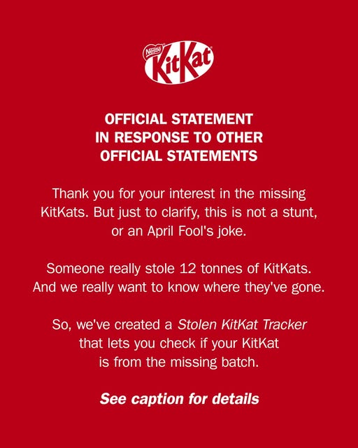 Stolen KitKat notification and tracker.