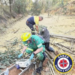 Motorbike rider extracted from dense mud after being stuck for two hours