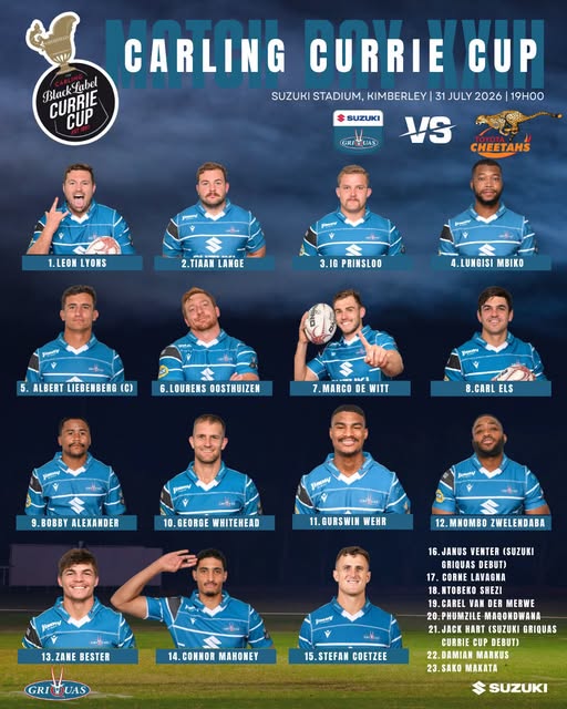 Griquas team against Cheetahs on Friday.