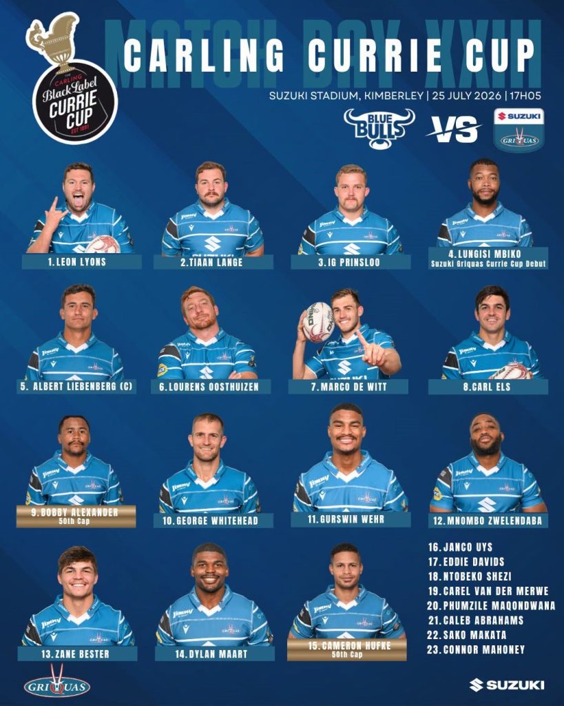 Griquas rugby players against Vodacom Bulls.