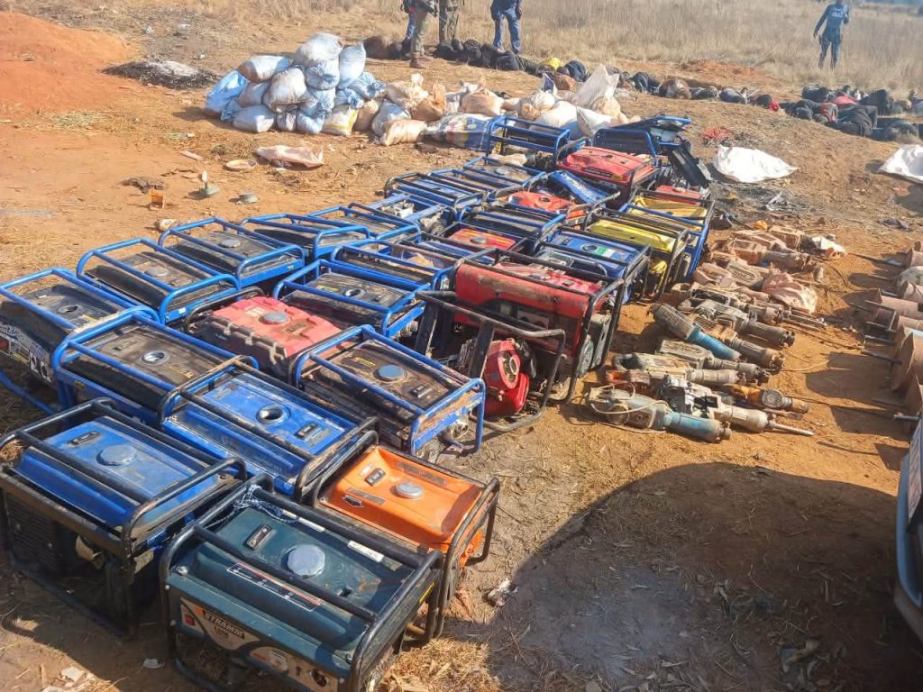 Machinery used in illegal mining was confiscated