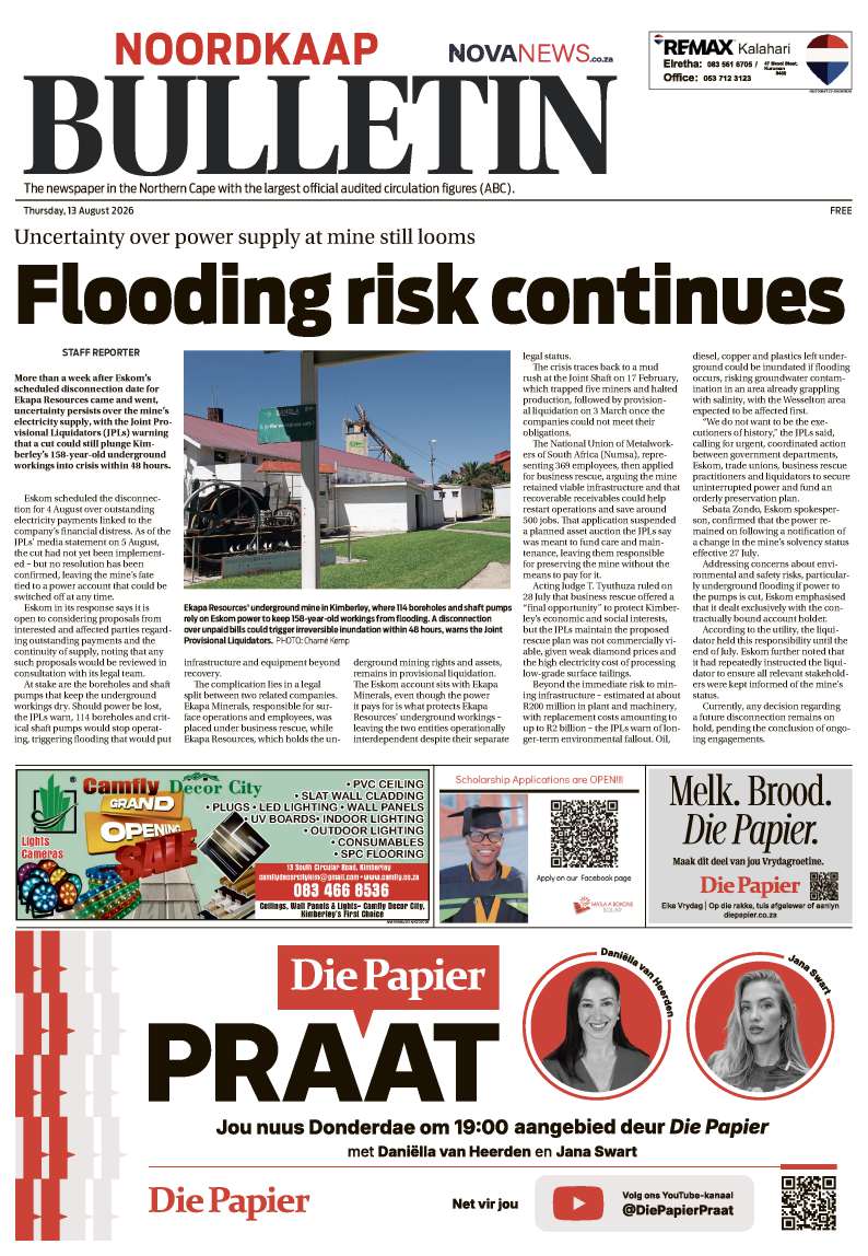 NoordKaapBulletin E-publikasie – 13 Augustus 2026