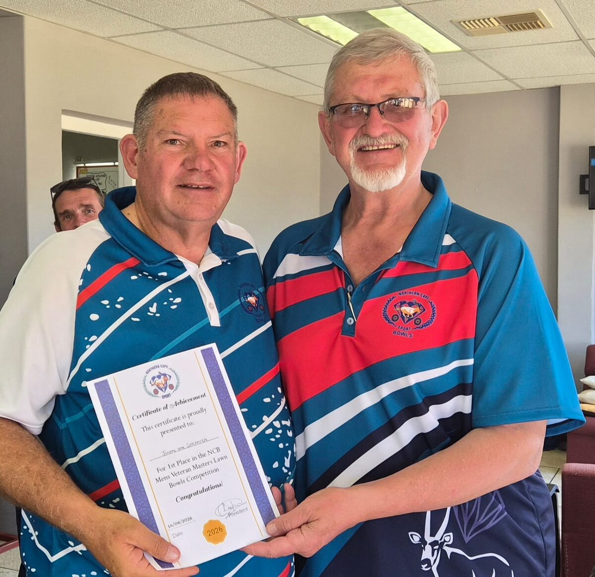 Johan van  Straaten and Braam van der Westhuizen, president of the NCB.