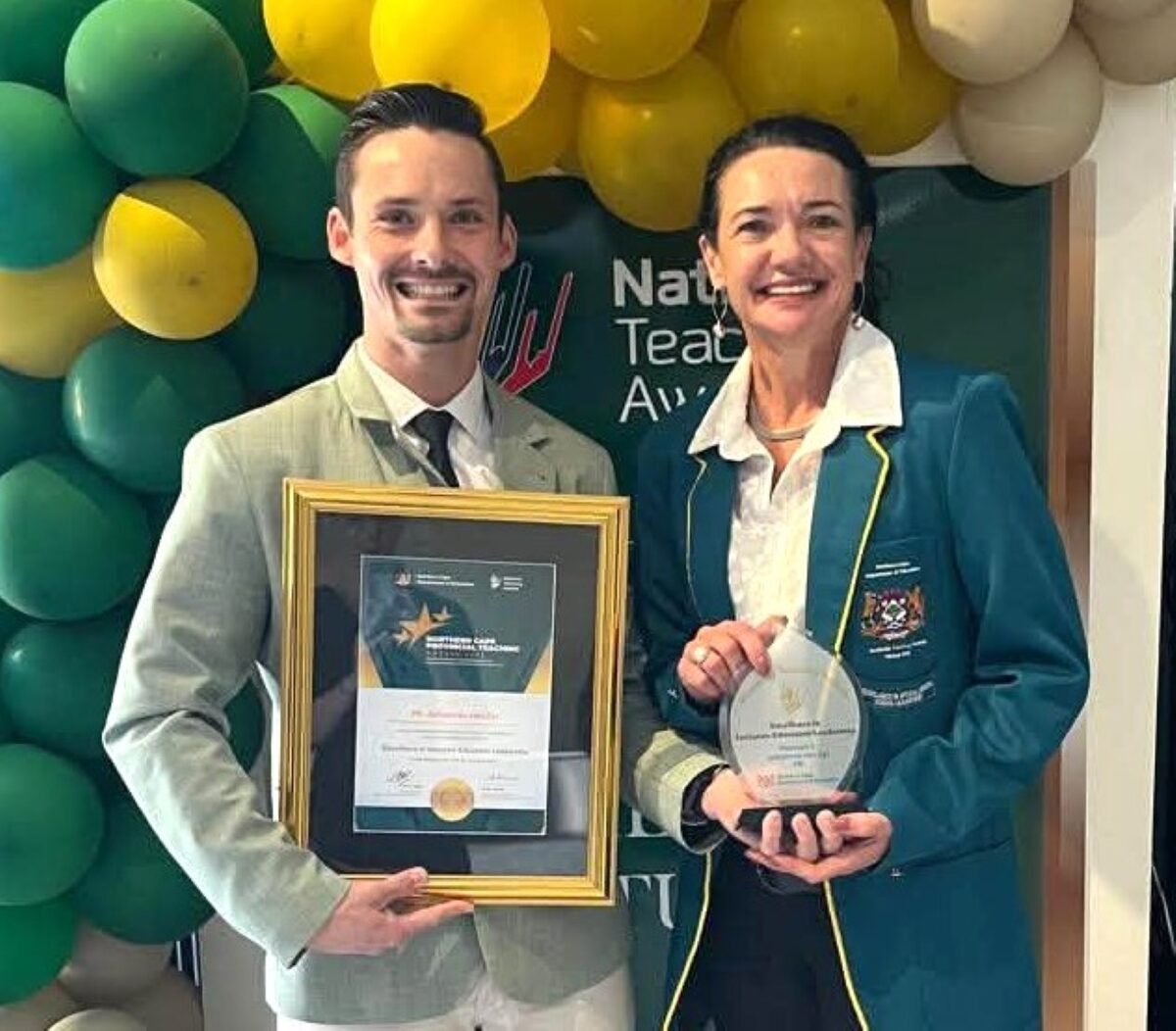 Johan van Zyl of the Elizabeth Conradie Special School in Kimberley with principal Martha van Zyl