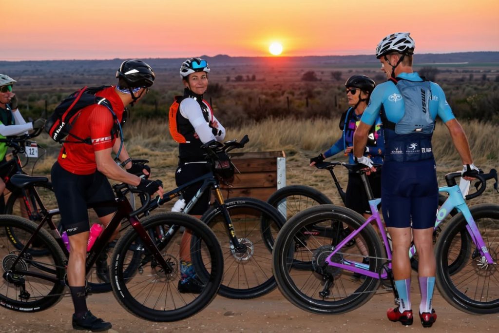Cyclists at the commencement of Race2TheKaroo.