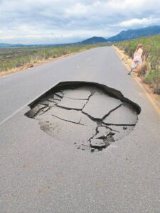 That sinking feeling … new pothole formed