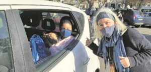 La Rochelle girls collect their new schoolbooks from school