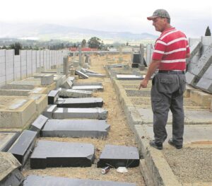 Cemeteries reduced to rubble sites