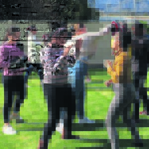 High schoolers learn kickboxing