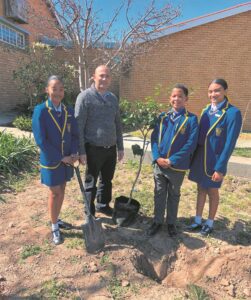 Skool plant bome geskenk deur DM