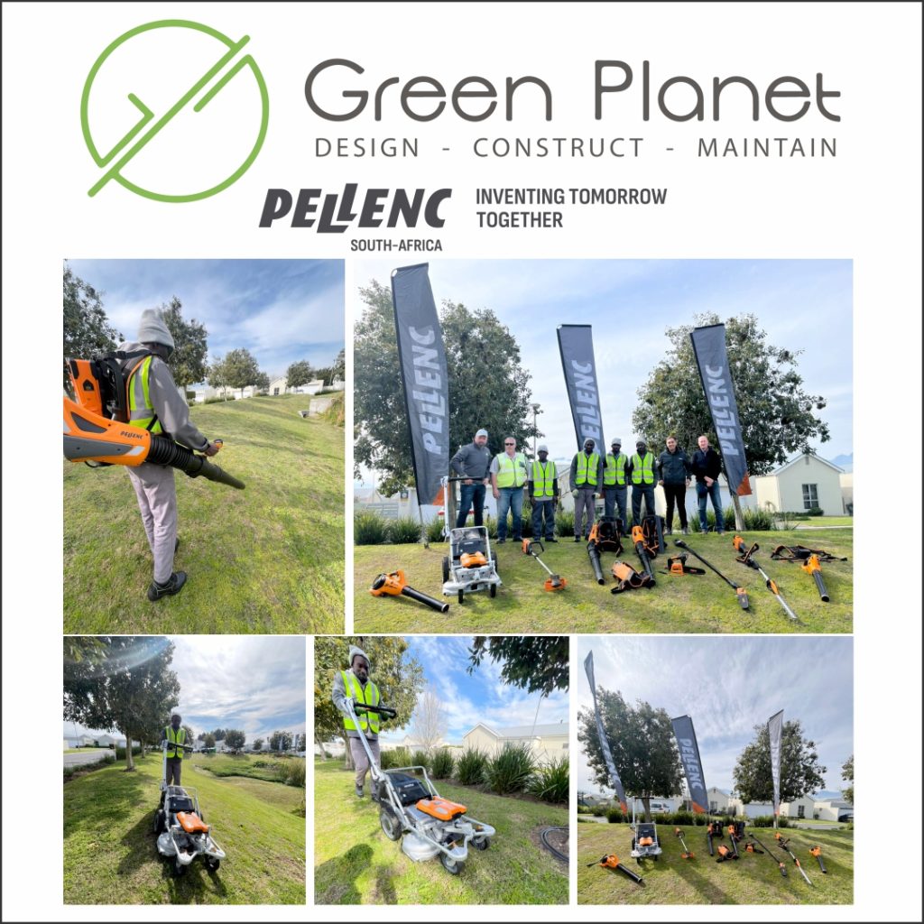 Various images displaying landscaping equipment