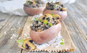 Mushroom stuffed baked potato