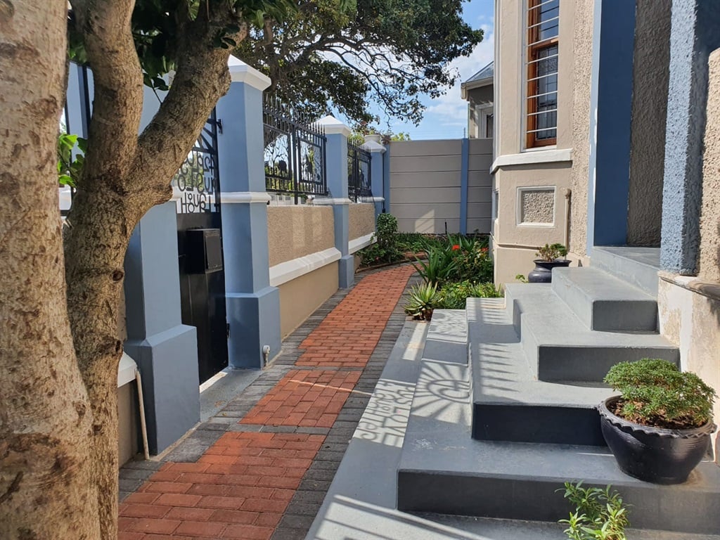 The property’s perimeter has security beams and el