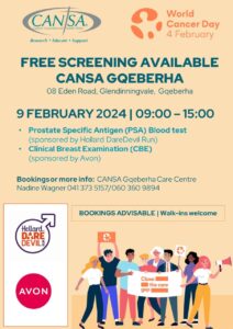 PROSTATE CANCER: Cansa is offering free PSA screenings in Gqeberha on Friday