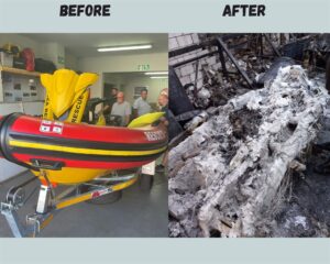 NSRI’s JetRIB one of many boats that went up in flames in Gqeberha factory fire