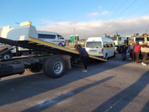 Taxi strike leads to road closures, pelting of stones and burning tyres