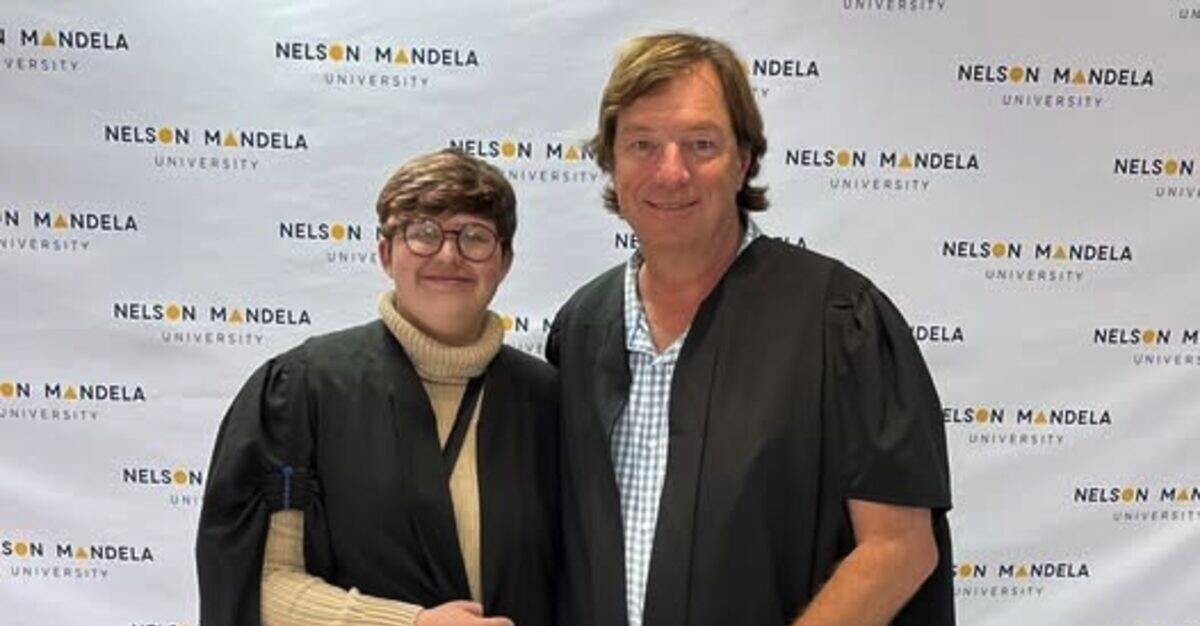 Francois du Plessis and his daughter Tia, both graduating at Mandela University's April graduation.