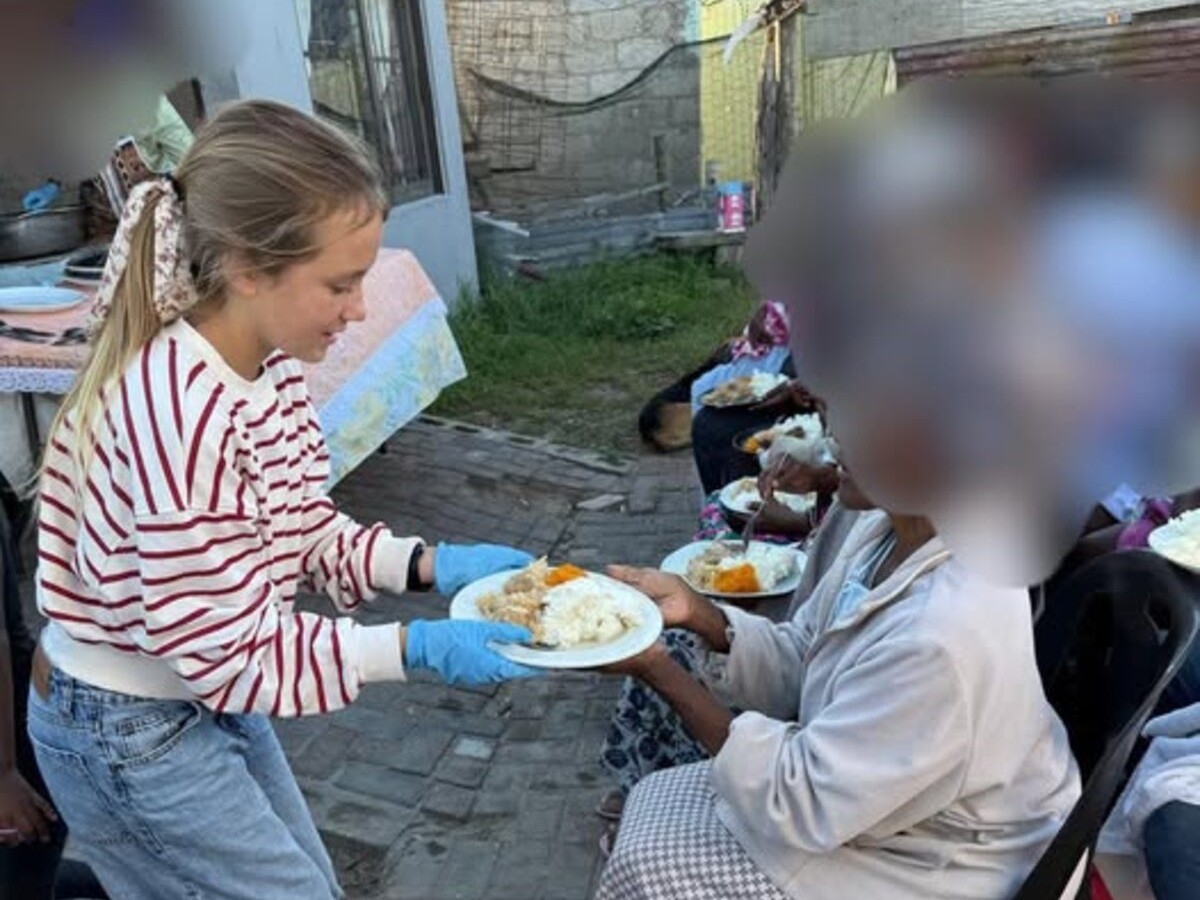 Chloe-Jade helped at a soup kitchen; she also collected blankets and handed them out.