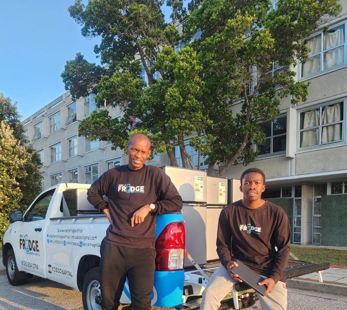 From left are Nkululeko Sthabiso Mbatha and Mthokozisi Njapha, co-founders of Rent-A-Fridge SA.