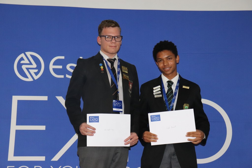 Christopher May and Luke Boswell received Rhodes University bursaries covering their first-year tuition fees should they pursue science fields.