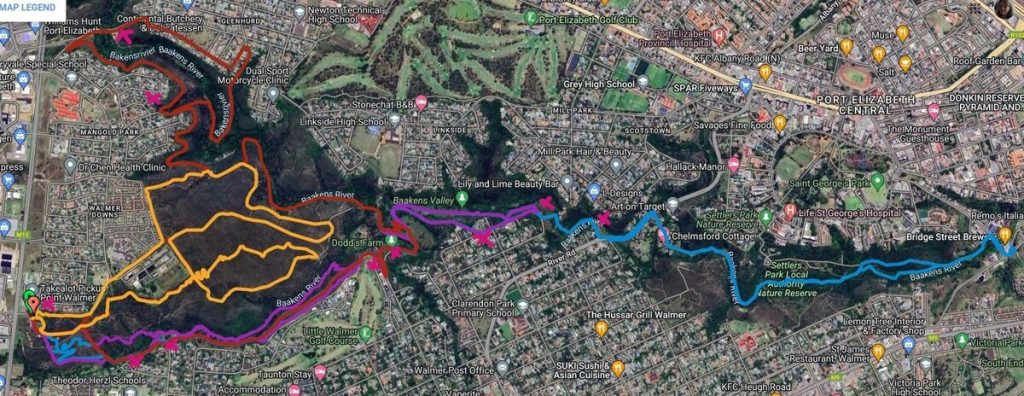 A map of the trails along the Baakens Valley.