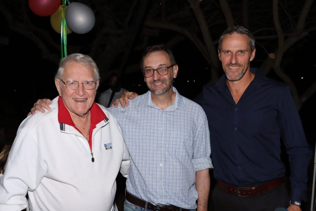 Professor Buys (former Club President), Andrew Meldrum (current Club President) and Garth Loest (former Club President and current Vice President).
