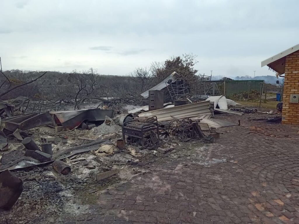 The fire destroyed the maintenance structure and laundry area.