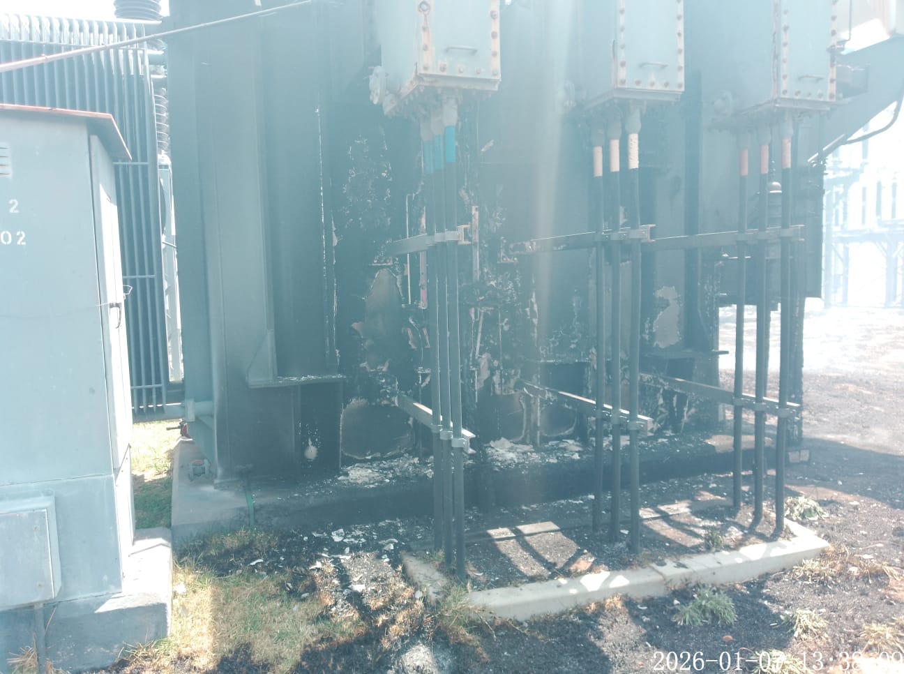 Burnt substation after Forest Hill fire.