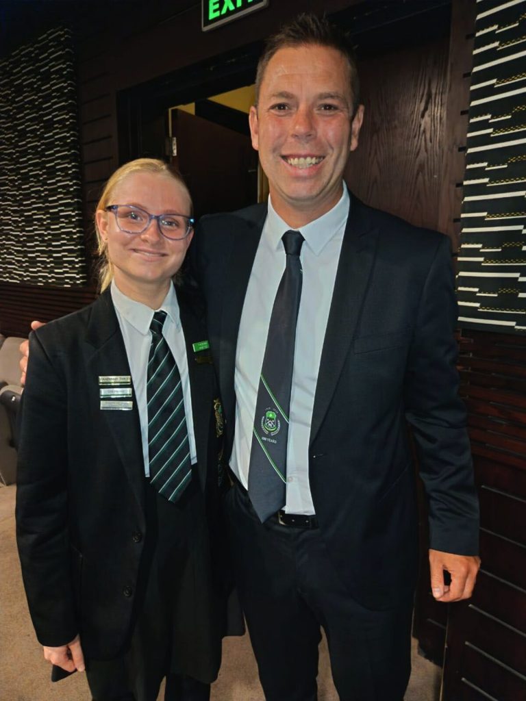 Pearson High School learner, Yvonne Weitsz, was placed first in Cluster B at the Eastern Cape Regional Awards, with the school principal, Haldane Pienaar.
