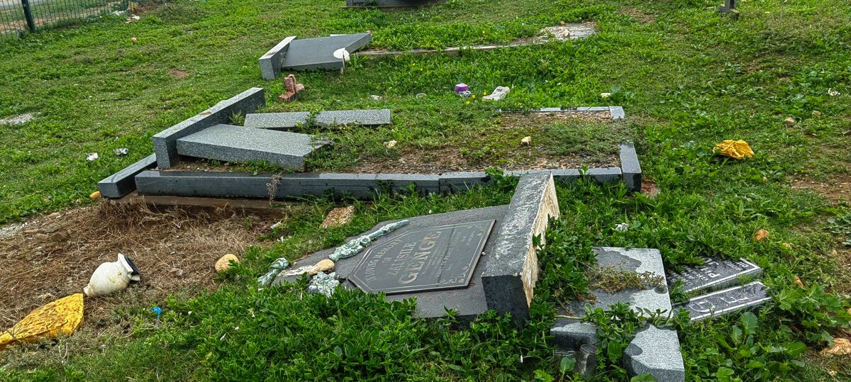 Many graves have been damaged at Missionvale Cemetery.