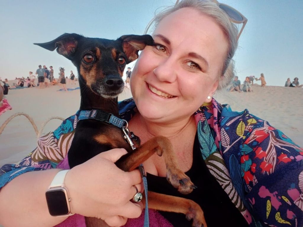 Lesa-Maré Harris and her dog, Finn.  