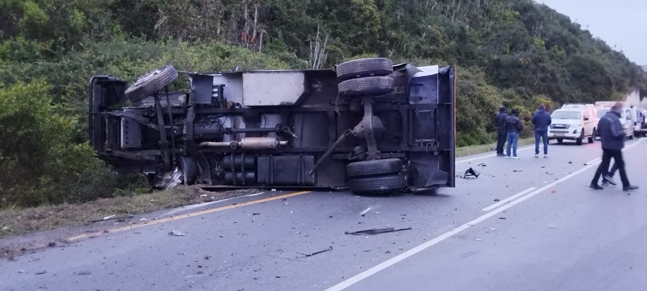 Cash-in-transit vehicle after fatal crash on N2 at Gamtoos Valley.