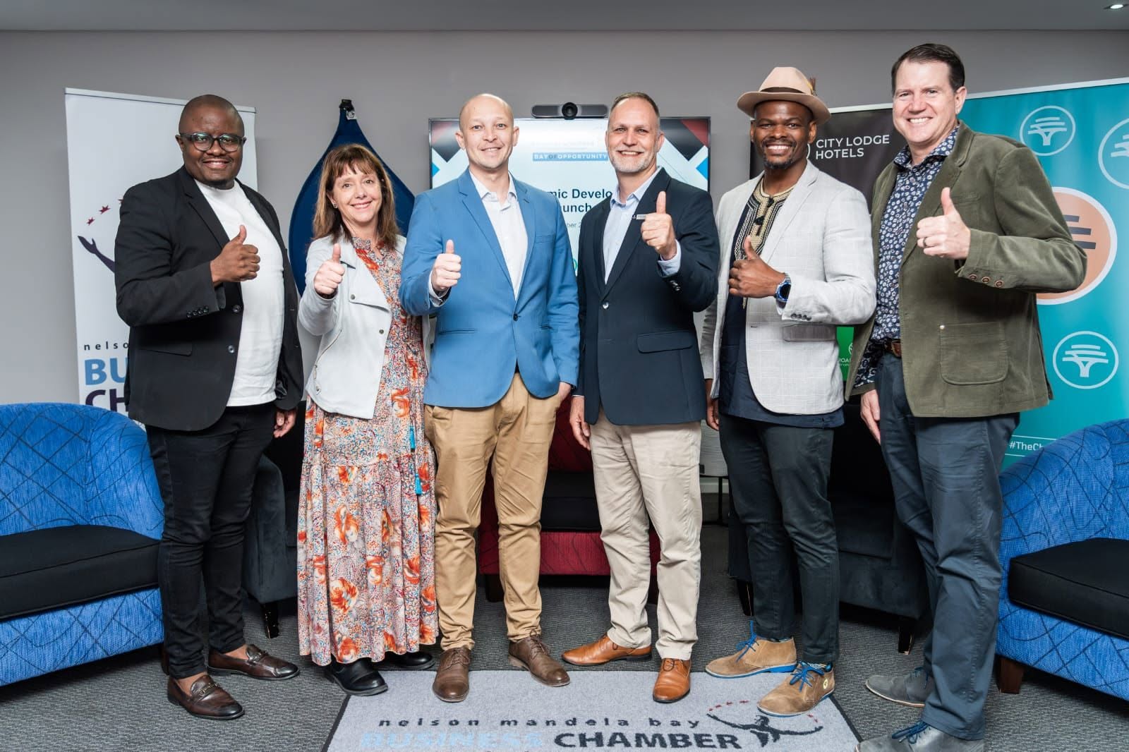 Pictured from left are Lunga Mjodo, Denise van Huyssteen, Keenan Bergins, Erich Oberhauser, Sandile Phillip and Gavin Biggs.