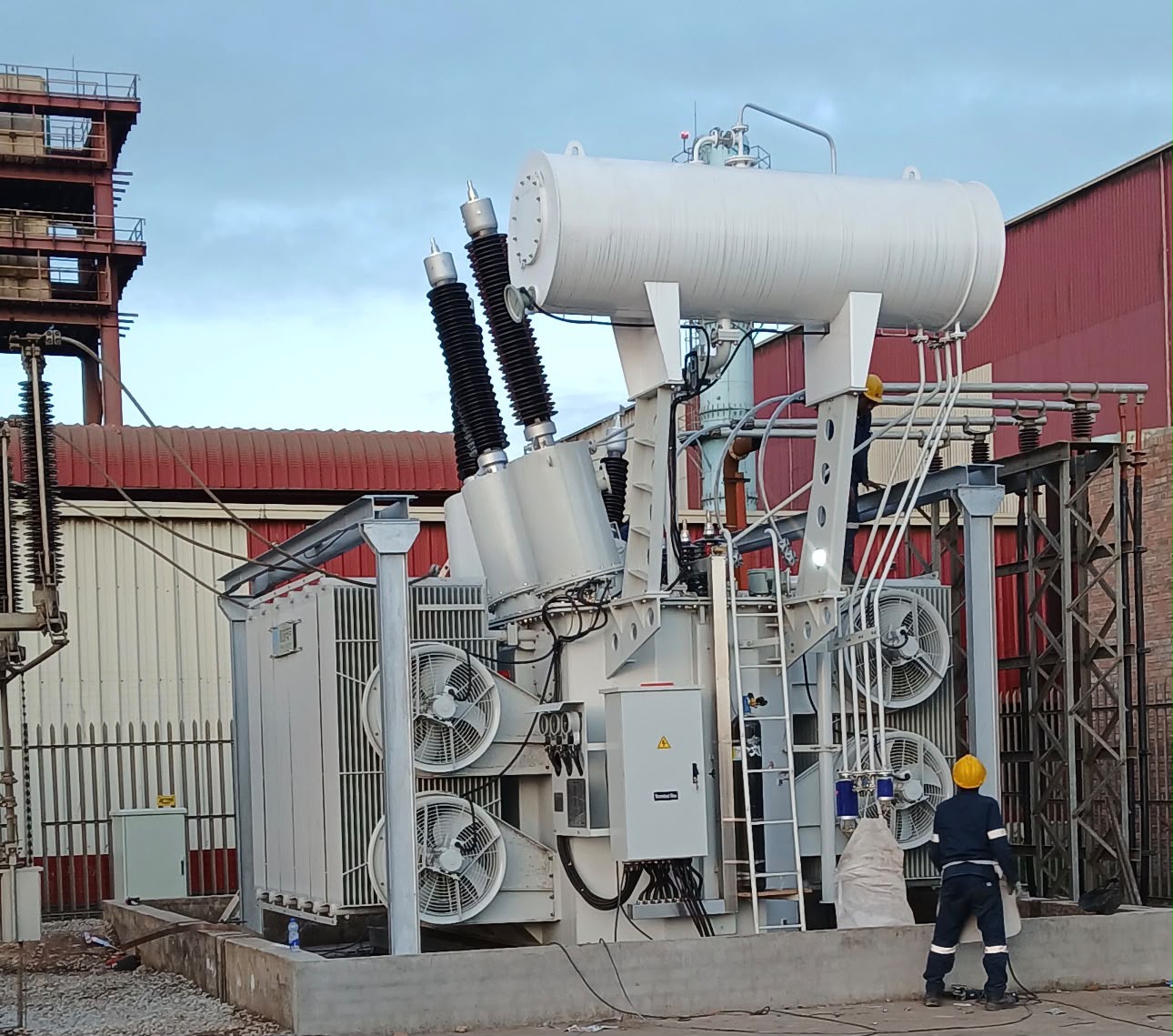 One of the two new custom-built power transformers.