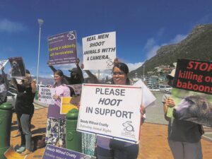 Animal rights activists protest against killing of baboons in South Peninsula