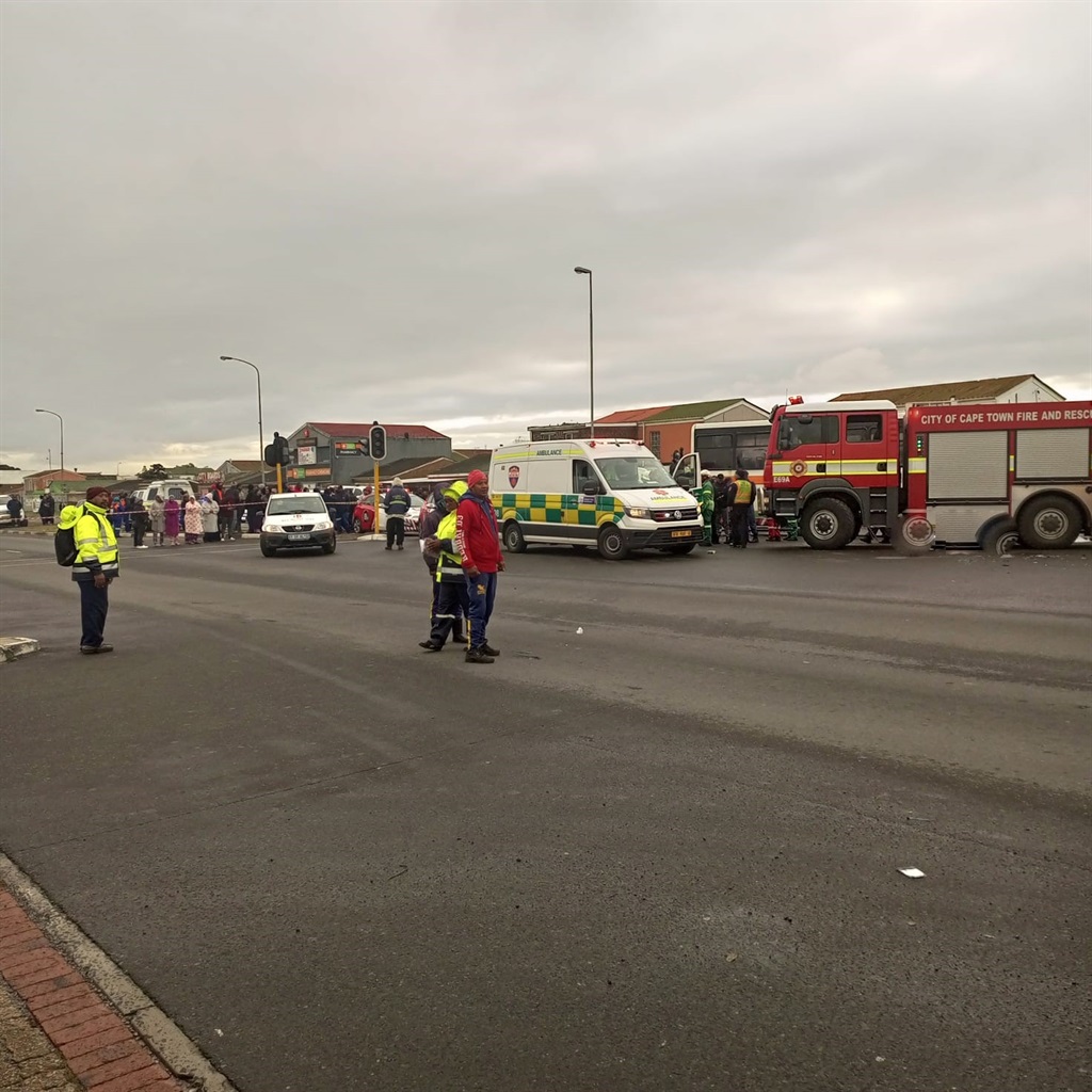 The scene in AZ Berman Drive, in Mitchell's Plain,