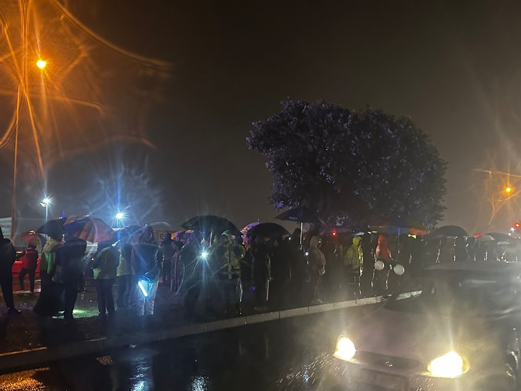 Around 300 residents braved the stormy and wet con