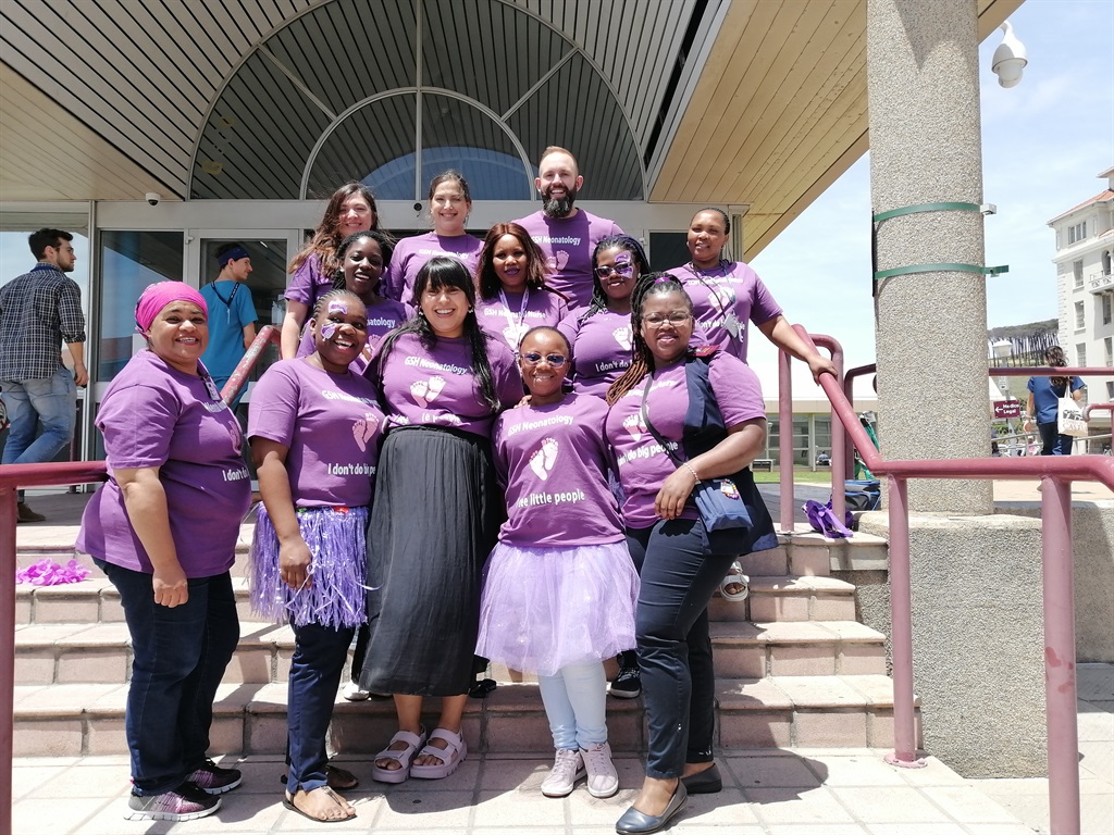Nursing staff at the hospital dressed up in purple
