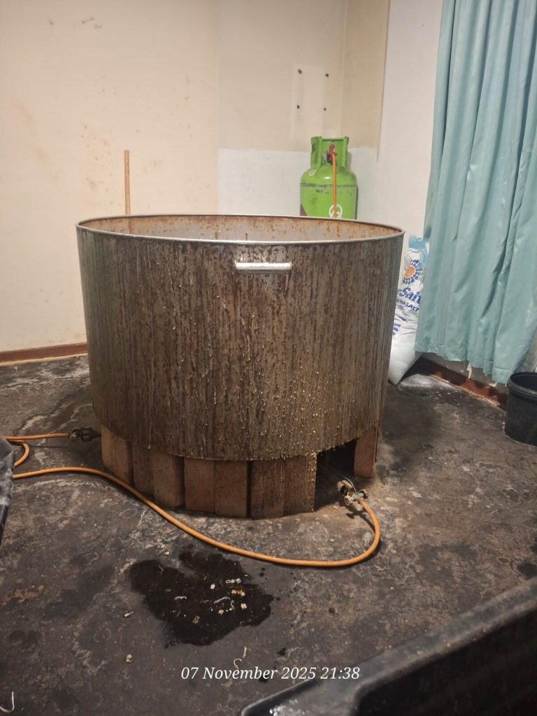 Equipment used in the processing of abalone.