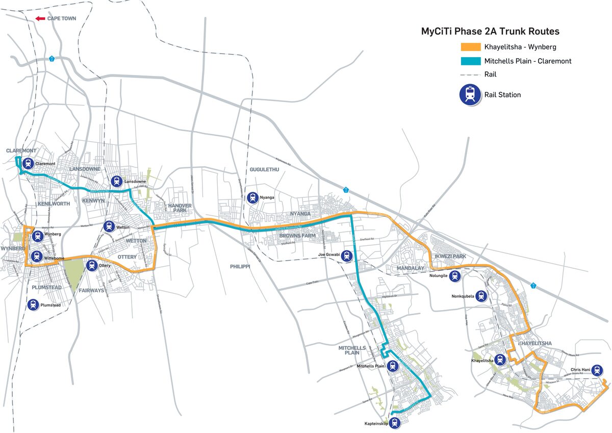 Image of map : MyCiTi Phase 2 bus upgrades