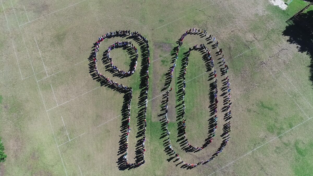 Groote Schuur Primary learners forming human 90