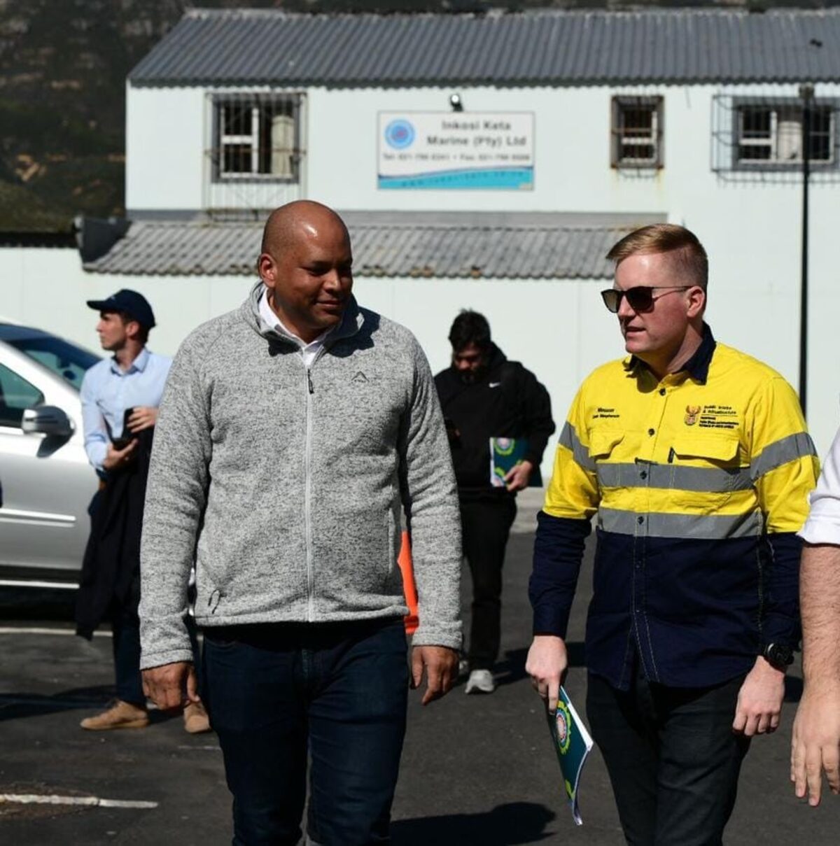 Public works and Infrastructure Minister Dean McPherson (Right) picture with Wrd62 Councillor Emile Langhoeven has introduced security measures at Waterloo Green Photo:Supplied